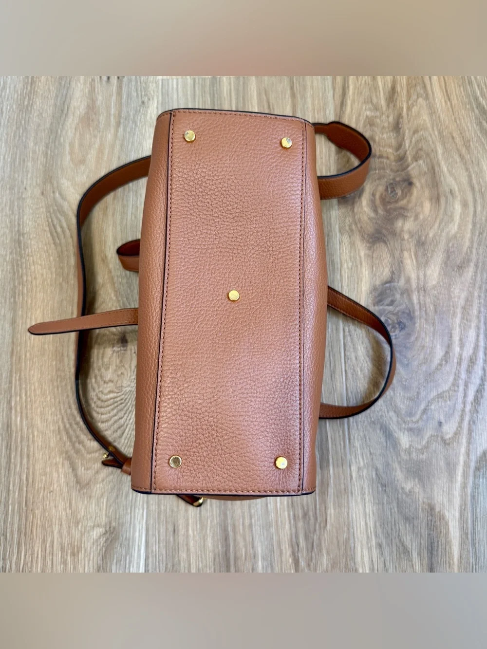 Coccinelle Authentic Italian Leather Top Handle Satchel Crossbody Bag Cognac